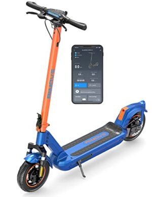 ALLMOVE 500W Elektroroller Erwachsene 45km Reichweite, Faltbarer Elektroscooter 10" Vollgummireifen, APP, Dreifach-Bremssystem, Belastung 150kg E Scooter für Erwachsene mit Große LED-Anzeige(Nein ABE)