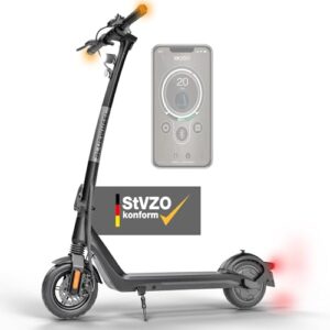 BLUEWHEEL E-Scooter mit Straßenzulassung | 13,5 kg leicht inkl. App, Blinker, Bremslicht + LCD-Display | 350 W Motor + 360 Wh Akku | Duales Bremssystem + Federung | Luftreifen I IX250 Elektroroller