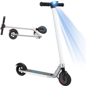 Caroma 250W E Scooter für Kinder von 8-12 Jahren, Elektroroller mit Einstellbare Geschwindigkeit max. 20km/h, 25 km Reichweite, Max. Belastung 100 kg für Erwachsene & Kinder, Weiß