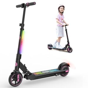 EVERCROSS EV06C Elektroscooter, 6,5'' Faltbarer E Scooter für Kinder 6-12 Jahren, bis zu 15 km/h & 8 km, LED Display, Bunte Leuchten, Leichter Elektroroller Kinder