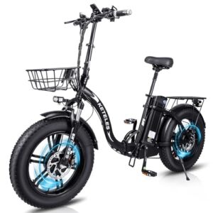 KETELES Klapprad E Bike mit Doppelmotor, 20"×4.0 Elektro Cityräder Faltbar, 48V 35Ah E-Bike Erwachsene, Elektrofahrrad für Herren und Damen, Hydraulische Scheibenbremsen (Schwarz)