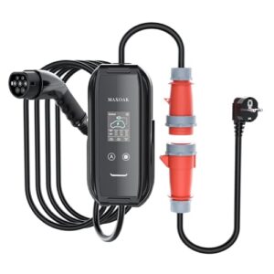 MAXOAK Tragbare Wandladestation Wallbox 11kW für Elektroautos, Typ 2 Ladekabel mit Adaptern für Elektrofahrzeuge, Haushaltssteckdose wasserbeständig nach IP65