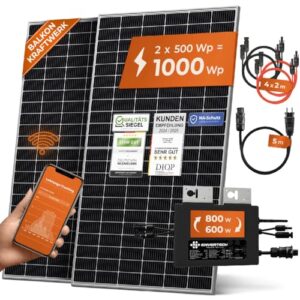 Solarway 1000W Balkonkraftwerk 800W komplett Steckdose - Balkonkraftwerk 800 Watt neuester Wechselrichter 800W - Solaranlage Komplettset - 500W Solarmodule & Envertech & Zubehör