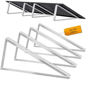 ALLDREI® Solarpanel Halterung Balkonkraftwerk 2er - 120cm Solarmodul Halterung 4 Stück aus Aluminium für Flachdach, Garten, Wand, Solarmodulhalterung für 2 PV-Module, 0% MwSt