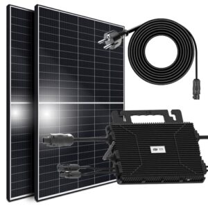 SUNNIVA® Balkonkraftwerk 850W/800W Solaranlage, 800W Astro Energy Micro Wechselrichter mit Wifi & Bluetooth, upgradebar & drosselbar, 2x 425W Solarmodule (850W), 5m Kabel, Photovoltaikanlage PV