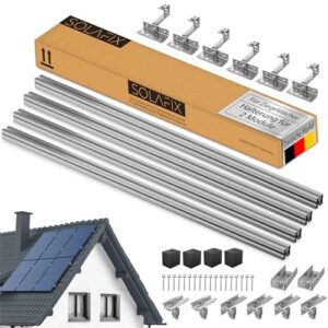 SOLAFIX® Balkonkraftwerk Halterung Ziegeldach - Dachmontage Set für 2 Solarmodule 30-35 mm Rahmenhöhe - Solar Halterung Ziegeldach mit EASY-CLICK-Klemmen & Höhenverstellbaren Dachhaken