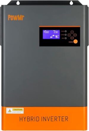 PowMr 6200W Hybrid Wechselrichter MPPT 48V DC zu 220V/230V AC Solar Wechselrichter mit MPPT 120A Laderegler Unterstützung bis zu 12 Geräte parallel, für Bleisäure/Lithium Batterien oder ohne Batterie