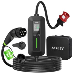 AFYEEV Typ 2 Ladekabel 11kW, 3-Phasig, 7M, 6-16A, Mobile Wallbox Ladestation mit CEE Stecker, Einstellbarer Ladeleistung EV Ladegerät für IEC 62196-2