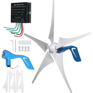 ZHOZHUT 1000W / 1200W Windkraftanlage 12V / 24V / 48V Windturbine Windgenerator Mit Controller Und Drehstromgenerator, 5 Blätter Windrad Stromerzeugung Für Heimat Marine Garten Hühner,1200w,48V