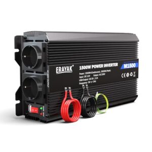 ERAYAK Spannungswandler 12v 230v 1500W/3000W KFZ Wechselrichter Power Solar Inverter DC AC Steckdose Umwandler Stromwandler Fahrzeuge Wohnwagen Auto Modifizierte Sinus Sine Wave