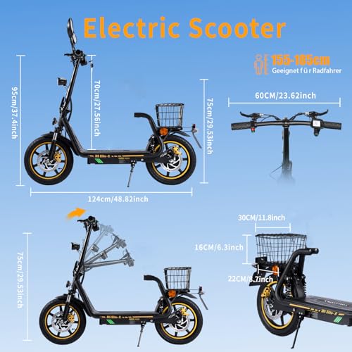 TWOFISH E-Scooter M5 Elite (Schwarz-Gelb) – Bild 2