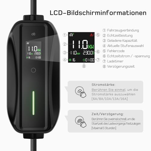 11kW Wallbox, 10m Kabel, Typ 2, 6-16A, Einstellbar – Bild 2