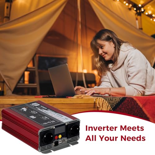 1000W Reiner Sinus Wechselrichter 12V auf 230V Rot – Bild 8