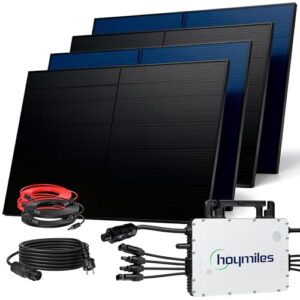 SUNNIVA® 2000W Balkonkraftwerk BIFAZIAL FULLBLACK komplett Steckdose HOYMILES 1500 Watt Wechselrichter, PV Solaranlage Komplettset, 4x 500W N-Type Glas-Glas Bifacial Solarmodule, 5m Kabel