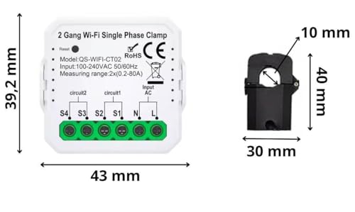 Smartmeter WLAN Stromzähler 2x80A, App, Tuya – Bild 2