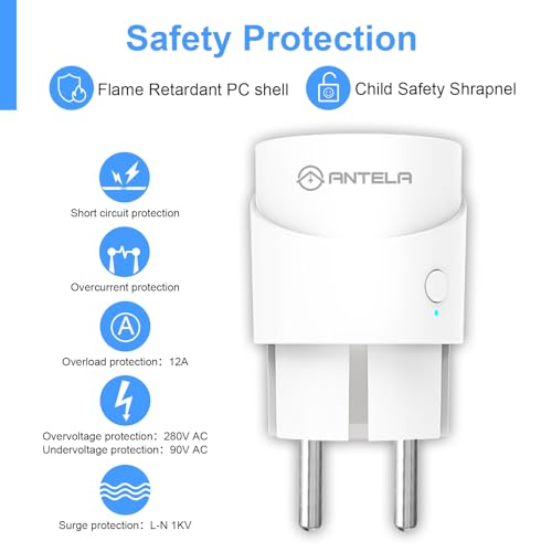 ANTELA WLAN Steckdose, Alexa & Google, 4er – Bild 3