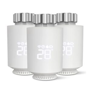 Heizkörperthermostat, Smart Thermostat, Programmierbar Heizungsthermostat Unterstützen Alexa, Google Home Sprachsteuerung und Smart Life App Fernbedienung, Einfache Installation, Smart Home (3 Stück)