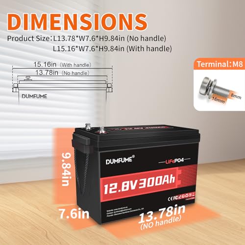 Dumfume 12V 300Ah LiFePO4 Batterie – Bild 2