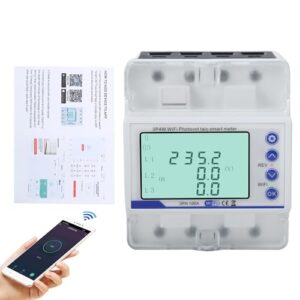 Stromzähler 3 phasen 100A 380V AC Drehstromzähler Smart meter 3 phasen wlan Zweirichtungszähler mit Spannungsasymmetrie/Phasenverlust/Überstromverzögerung/Unterspannungs und Überstromschutz.