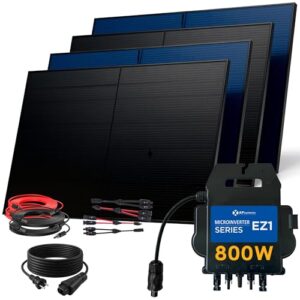 SUNNIVA® 2000W Balkonkraftwerk BIFAZIAL FULLBLACK komplett Steckdose AP Systems EZ1-M 800W Wechselrichter, Solaranlage Komplettset,4x 500W N Glas-Glas Bifacial Solarmodule,5m Kabel,4x 2.5m Solarkabel