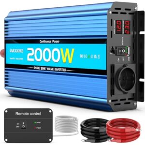 Wechselrichter 2000W Reiner Sinus Spannungswandler 12V auf 230V Power Inverter DC Umwandler mit AC-Steckdosen USB-Anschlüsse und Bildschirm LED für Wohnmobil Kfz Konverter(Spitzenleistung 4000 Watt)