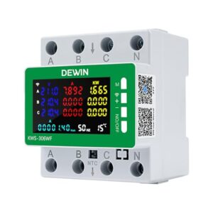 Wattive Stromzähler 3 Phasen, 9 in 1 Wlan Tuya Smart Meter Digitaler Stromzähler Hutschiene Drehstromzähler AC 85-290V 0-80A Wechselstromzähler KWh Zähler Amperemeter