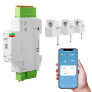 BSEED 3-Phasen Smart Stromzähler, 120A DIN-Schiene WLAN Energiezähler mit Stromverbrauchsmessung, Modbus RS485 RTU, APP Fernsteuerung, DatenSpeicherung, Solarüberwachung