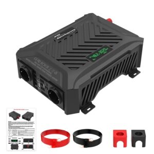 MFUZOP Universeller Wechselrichter 48V/60V/72V auf 230V 3000w Reiner Sinus,Spannungswandler 6000w Spitzenleistung, mit Einstellbarer Eingangsspannung, LCD Display, 2 EU Steckdosen,1 Type-C, 2.1A USB