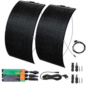300W Solarpanel Flexibel mit 230V 300Watt Wechselrichter, Balkonkraftwerk komplettset Steckdose Plug & Play, 2 x 150W Flexibles Solarpanel 300W, Photovoltaik Balkon Komplett
