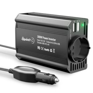 300W KFZ Wechselrichter LEICESTERCN Spannungswandler 12v 230v Stromwandler 12 auf 230 Inverter mit EU Steckdose 2 USB Anschlüsse KFZ Zigarettenanzünder Stecker