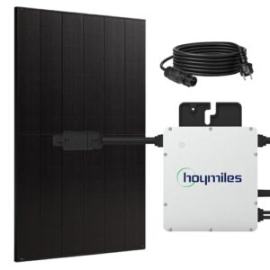 SUNNIVA® 500W Balkonkraftwerk BIFAZIAL FULLBLACK komplett Steckdose HOYMILES 400 Watt Wechselrichter, PV Solaranlage Komplettset, 1x 500W N-Type Glas-Glas Bifacial Solarmodule, 5m Kabel