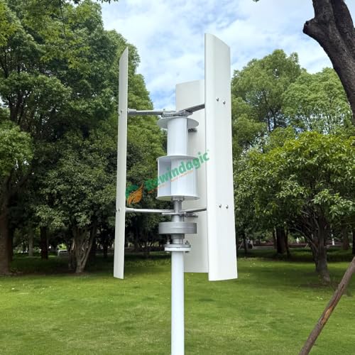 800W Windkraftanlage Vertikal 12V 24V 48V Windgenerator mit Laderegler 3 Klingen Windturbine für Heimgebrauch Garten Boote Hütten Windräder (48V mit regler)