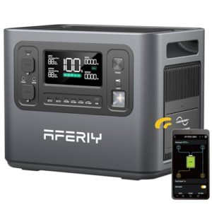 AFERIY 2400W Tragbare Powerstation, 2048Wh LiFePO4 Batterie, 1,7 Stunde Schnellladung, 13 Anschlüsse, Sinuswellen 230V, USV, Mobile Stromversorgung für Outdoors Camping, 7 Jahre Garantie