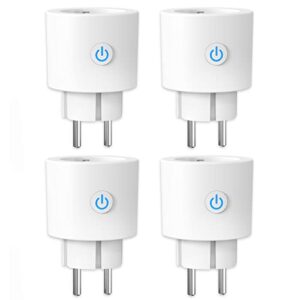 ANTELA WLAN Smart Steckdose mit Strommessung 16A, Smart Home Steckdose kompatibel mit Alexa/Google Home, Stromverbrauch Messen, Sprachsteuerung, APP Fernsteuerung, 2,4GHz, 4 PCs