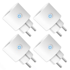 Alexa Steckdose WLAN mit Strommessung 16A ANTELA Smart Steckdose kompatibel mit Google Home, Stromverbrauch Messen, Smart Life APP, 2,4GHz, 4 PCs