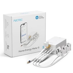 Aeotec Home Energy Meter 8 – Smarter Stromzähler – Echtzeitüberwachung von Verbrauch und Erzeugung – Z-Wave Long Range – 3x60A Stromklemmen – Unterstützt 3-Phasen-Strom – SmartThings – HomeAssistant