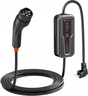 Ampere Point Mobile Wallbox 3,7 kW 16A Typ 2 Ladestation mit Einstellbarer Ladeleistung 8-16A, Ladekabel mit Länge 5 m mit Netzanschluss 230 V, Tragbares EV-Ladegerät für Elektroautos mit Tragetasche