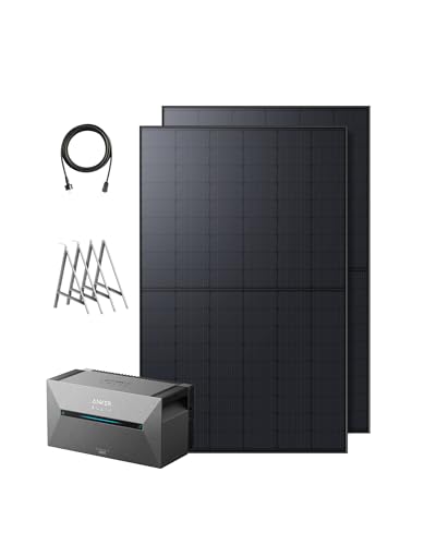 Anker SOLIX Balkonkraftwerk mit Speicher (890W | 1600Wh), Solarbank 2 Plus 2 MPPT für bis zu 2 Solarpanels, 1600Wh Speicher für Balkonkraftwerk, 2x 445W Topcon Solarpanel, Halterungen,9,6kWh
