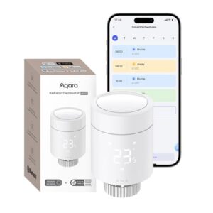 Aqara Smartes Heizkörperthermostat W600, Unterstützt Zigbee/Thread, Energiesparen, Sprachsteuerung, Zeitplan, Geofencing, Kompatibel mit Apple Homekit, Home Assistant, Alexa, Google