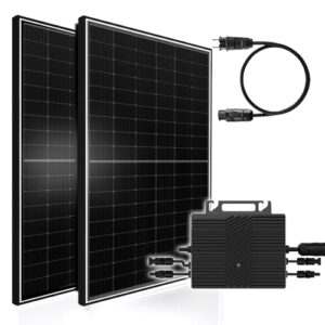 Balkonkraftwerk 1000W Solaranlage mit 800W Elecway Micro Wechselrichter WiFi Bluetooth, Glas-Glas Solarmodule 2X 500W Bifazial Black Frame, Photovoltaik PV Anlage für Haus Dach Terrasse Balkon