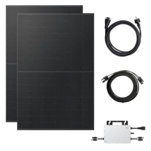 Kleines Kraftwerk 1000W Balkonkraftwerk XL Flachdach Halterung (bifazial) | Balkonkraftwerk 800W komplett Steckdose, 5m Kabel | 800W Wechselrichter | Solaranlage Komplettset | 2x 500W Solarmodule