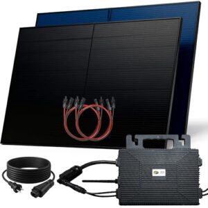 SUNNIVA 1000W Balkonkraftwerk BIFAZIAL FULLBLACK komplett Steckdose ASTRO-E 800W Wechselrichter, PV Solaranlage, 2x 500W Glas-Glas Solarmodule, inkl. 5m Kabel, Bluetooth WIFI, Komplettset