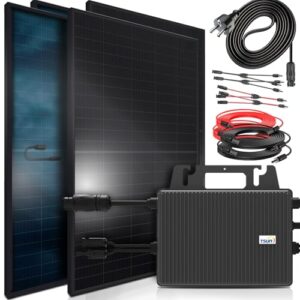 SUNNIVA 1840W Balkonkraftwerk BIFAZIAL FULLBLACK komplett Steckdose TSUN 800W Wechselrichter, PV Solaranlage, 4x 460W Glas-Glas Solarmodule, inkl. 5m Kabel, Bluetooth WIFI, Komplettset