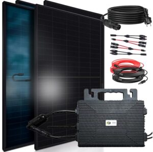 SUNNIVA 1840W Balkonkraftwerk BIFAZIAL FULLBLACK komplett Steckdose ASTRO-E 800W Wechselrichter, PV Solaranlage, 4x 460W Glas-Glas Solarmodule, inkl. 5m Kabel, Bluetooth WIFI, Komplettset