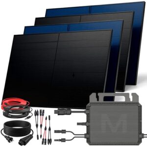 SUNNIVA 2000W Balkonkraftwerk BIFAZIAL FULLBLACK komplett Steckdose MARSTEK 800W Wechselrichter, PV Solaranlage, 4x 500W Glas-Glas Solarmodule, inkl. 5m Kabel, Bluetooth WIFI, Komplettset