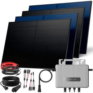 SUNNIVA 2000W Balkonkraftwerk BIFAZIAL FULLBLACK komplett Steckdose Ecoflow 800W Wechselrichter, PV Solaranlage, 4x 500W Glas-Glas Solarmodule, inkl. 5m Kabel, Bluetooth WIFI, Komplettset