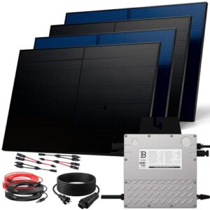 SUNNIVA 2000W Balkonkraftwerk BIFAZIAL FULLBLACK komplett Steckdose BENY 800W Wechselrichter, PV Solaranlage, 4x 500W Glas-Glas Solarmodule, inkl. 5m Kabel, WIFI, Komplettset