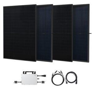 Kleines Kraftwerk 2000W Balkonkraftwerk XL ohne Halterung (bifazial)| Balkonkraftwerk 800W komplett Steckdose, 5m Kabel | 800W Wechselrichter | Solaranlage Komplettset | 4x 500W Solarmodule