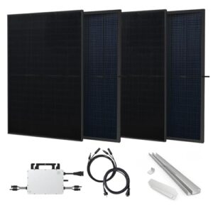 Kleines Kraftwerk 2000W Balkonkraftwerk XL Wand Halterung (bifazial) | Balkonkraftwerk 800W komplett Steckdose, 5m Kabel | 800W Wechselrichter | Solaranlage Komplettset | 4x 500W Solarmodule