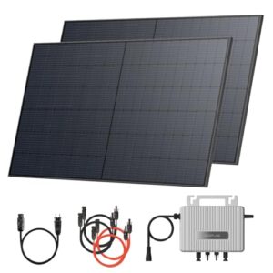 Solarway® 1000Wp / 800W Balkonkraftwerk komplett Steckdose - neuester EcoFlow Stream 800 Watt Wechselrichter - Solaranlage Komplettset - 500W bifaziale Black Solarmodule & EcoFlow & Zubehör